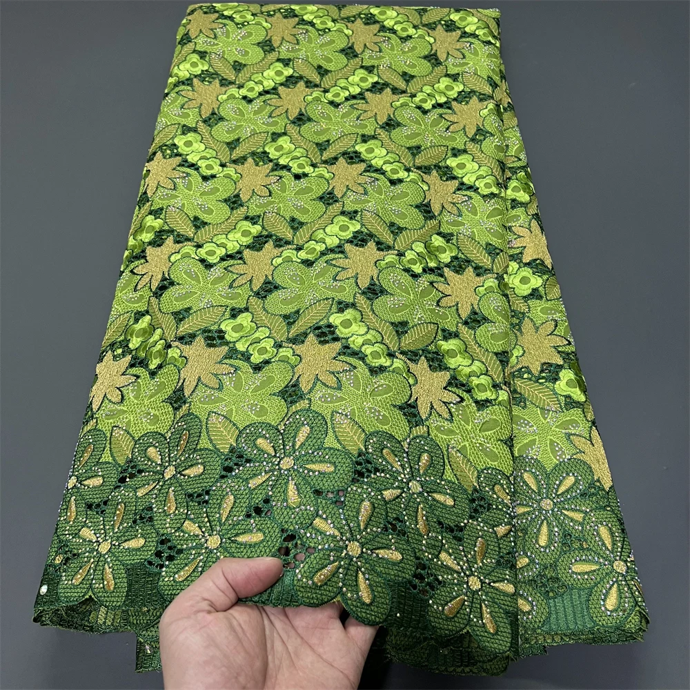 

2025 African Nigerian for Dress Tulle Lace Fabric Sewing High Quality Pure Embroidery Damask Cotton Wedding Party 5Yard PS0084