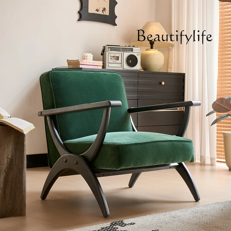 

Medieval style balcony living room sofa chair retro cream style leisure home hotel single fashion