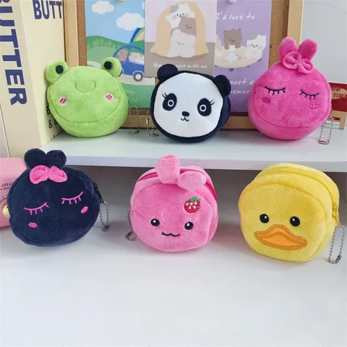 Imagen 2 del producto Monedero de felpa con forma de fruta y Animal para mujer y niña, monedero de pato y fresa, monedero de bolsillo para niño, 1 ud.