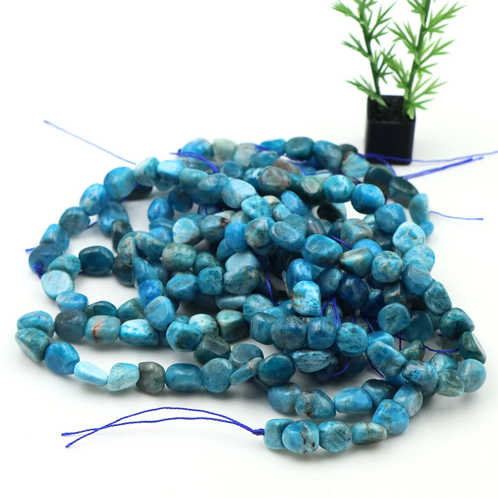 

8-10mm Polished Irregular Energy Stone Natural Rolling Stone Blue Apatite Loose Beads Used For Jewelry Making Crystal Gems Diy