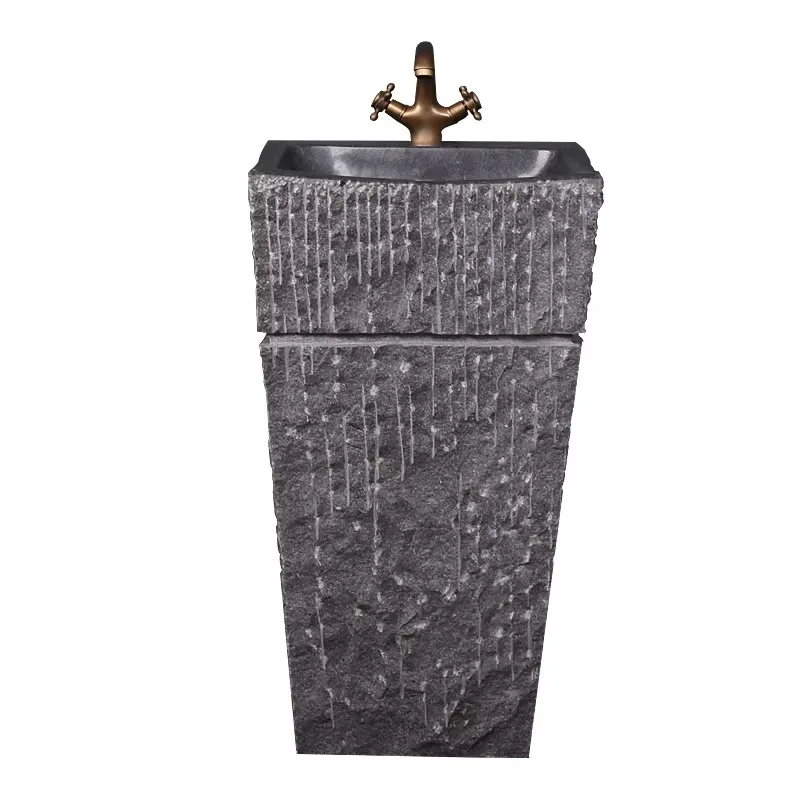 

River Stone Pedestal Sink Cobble Stone Bathroom Sink Granite Farm House Washing Standing Garden Corner Basins