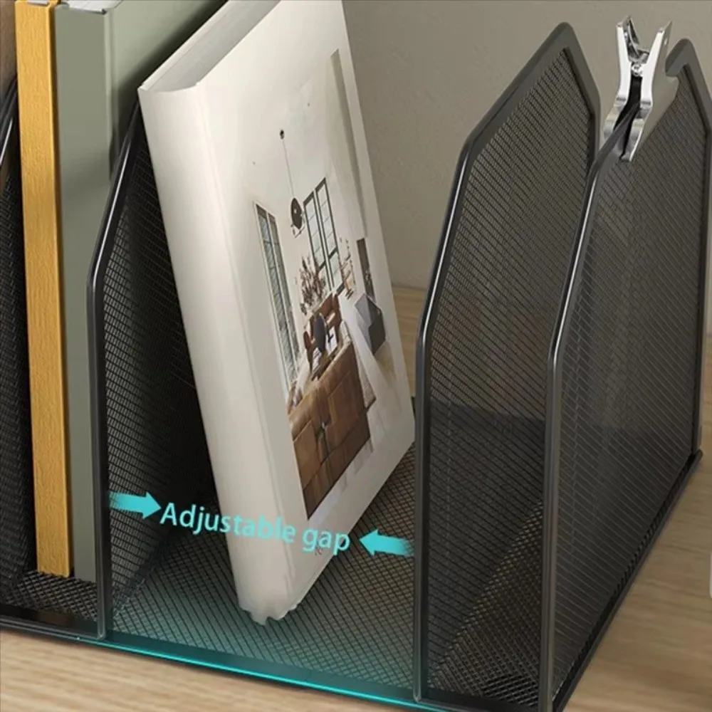 

Прочная подставка для книг с 5/7 сетками, съемная металлическая сетчатая книжная полка, регулируемый настольный органайзер, школьные принадлежности