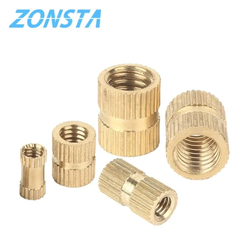 20/50/100pcs Brass Insert Nut Injection Molding Brass Round Knurled Thread Inserts Nuts M2 M2.5 M3 M4 M5 M6 M8