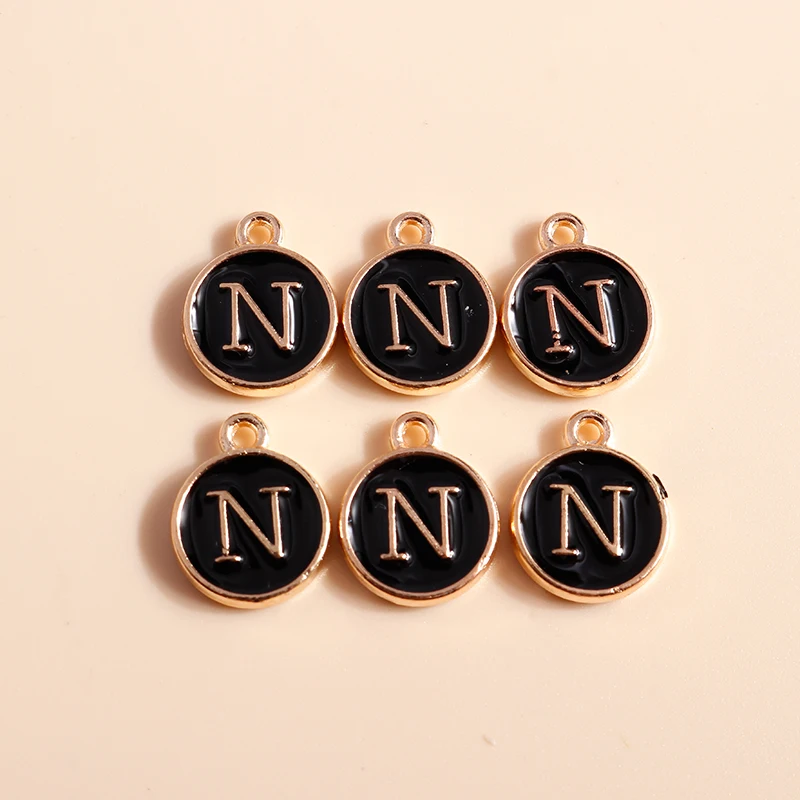 20 Stück 12x15mm Niedliche Schwarze Emaille A-Z 26 Alphabet-Buchstaben Anhänger für Schmuckherstellung Ohrringe Halsketten DIY Bastelzubehör – Detail 16
