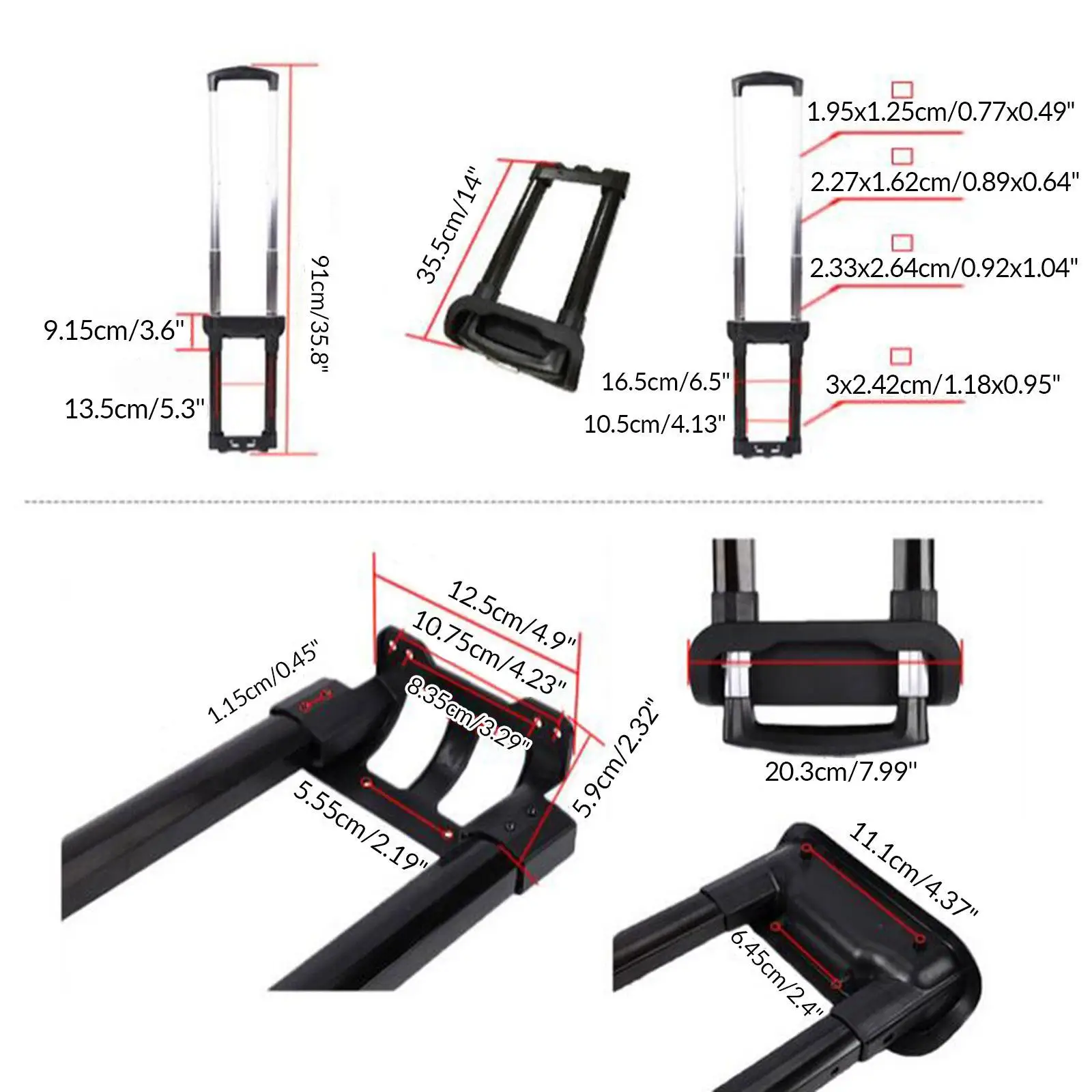 Mango telescópico, accesorio para equipaje de viaje, pieza de repuesto, mango de reparación, varilla para maleta de equipaje, piezas telescópicas para Estuche De Viaje