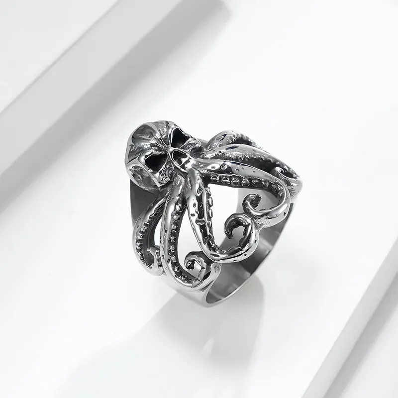 Retro Octopus Ring Male Trendy Cold Wind Index Finger Ring Fashion Advanced Sense Skull Octopus Open Ring For Men Jewelry