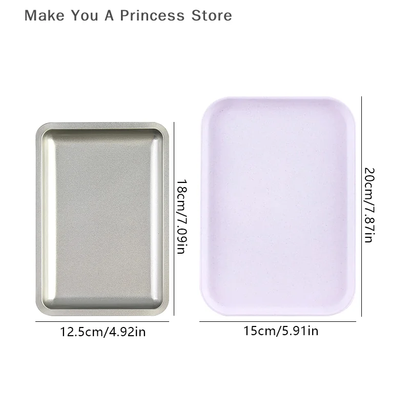 Bandeja quadrada de armazenamento de cosméticos de aço inoxidável, equipamento de arte em unhas, ferramentas dentárias e unhas falsas, bandeja de exibição de decorações de unhas