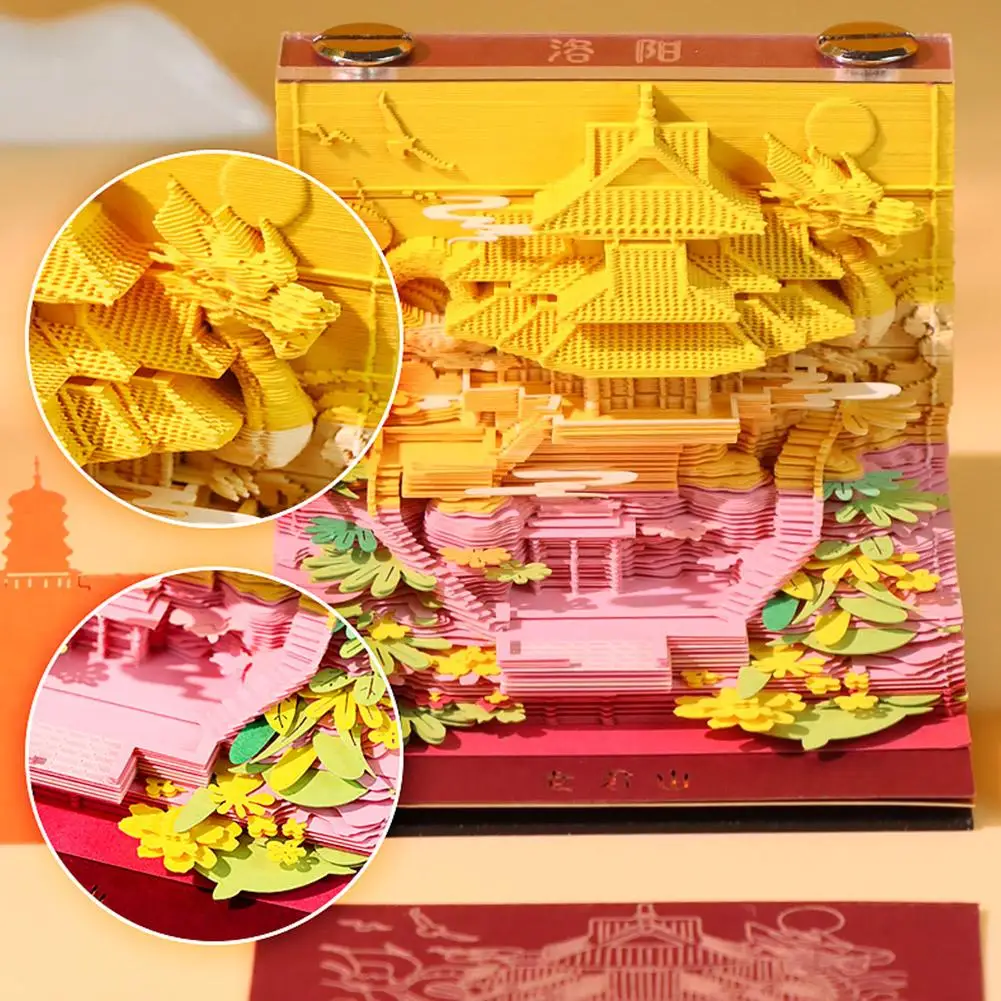 4 Arten chinesischer 3D-Kalender, Notizblock, magisches Schloss, 3D-Kalender, 3D-künstlerische Notizpapierwürfel, Memo-Geschenk, 2026-Block, Geburtstags-Notizblock R6b4 – Detail 14