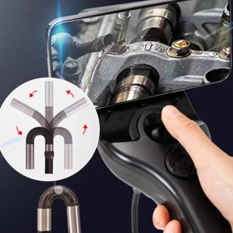 360-degree Rotation Industrial Pipe Endoscope With Screen Leak Detection Pipe Auto Repair Camera Waterproof