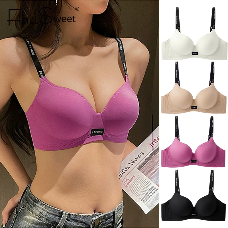 FallSweet Kabelloser, geraffter BH für Damen, unsichtbar, kleiner Brust-Briefgurt, Bralette, nahtlos, bequem, Dessous, Körbchengröße AB, S-XL