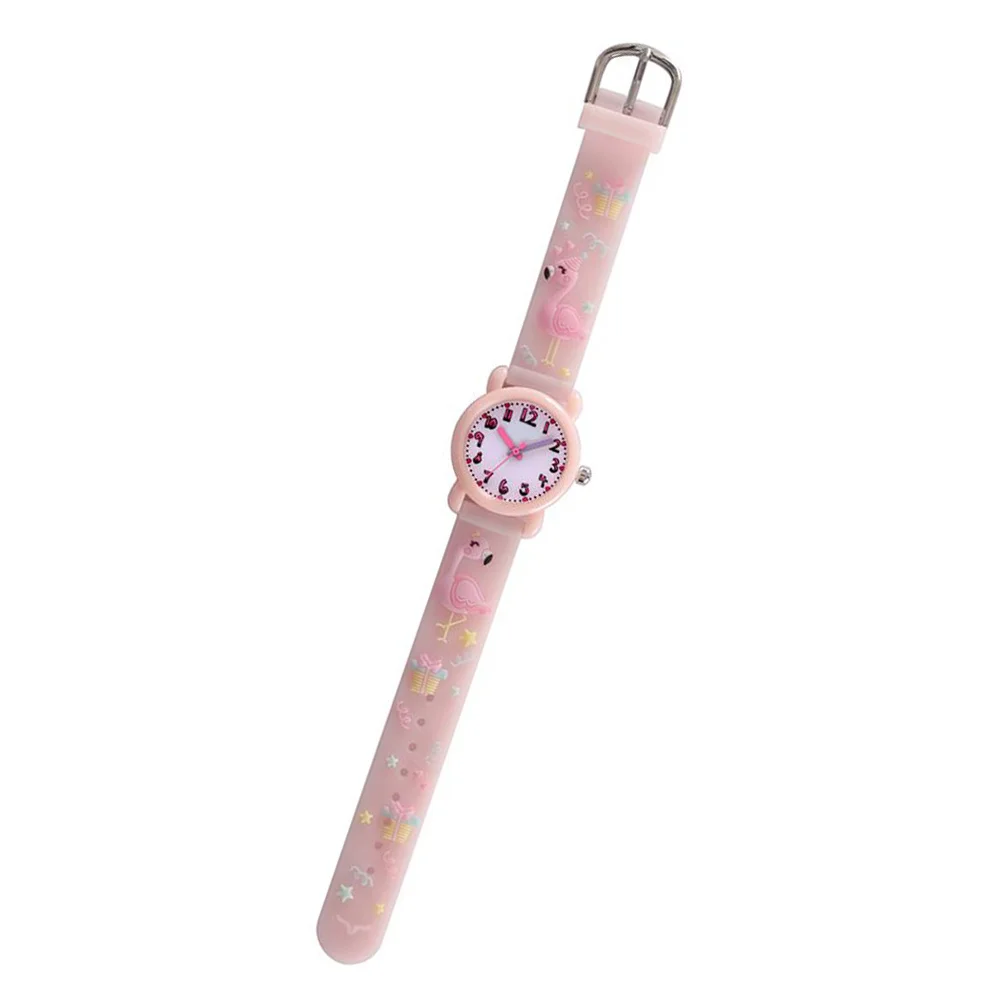 1Pcs Cartoon 3D Watch Waterproof Flamingo Pattern Wristwatch for Light Pink Adorable Fashion Watch