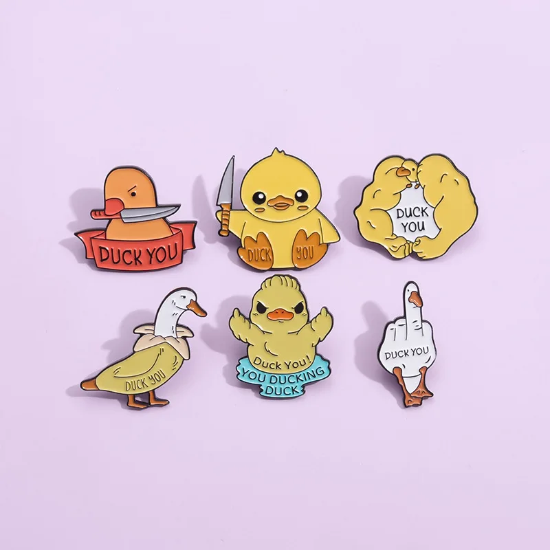 Cute Yellow Duck Enamel Pins Cartoon Goose Chick Brooch Lapel Badge Backpack Clothes Animal Jewelry Accessories Gift for Friends