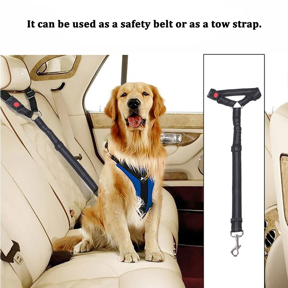 

Dual Purpose Cat & Dog Leash Car Seat Belt Dog Leash w/ Cushion Elastic Reflective Safety Leash Pet Tow Leash Pet Car Supplies