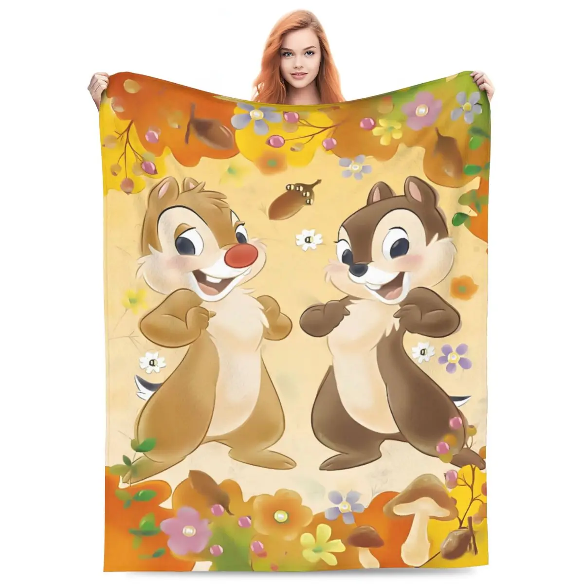 Manta muy cálida para viaje y oficina, manta de franela con Chip Dale Miniso para decoración del hogar, cómoda funda para sofá cama