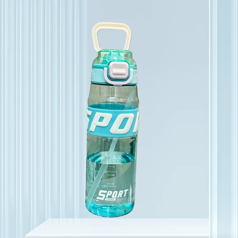 مقبض زجاجة مياه رياضية 650 مل مع زجاجة مياه بلاستيكية شفافة ذات سعة عالية وأدوات للشرب مانعة للتسرب #1