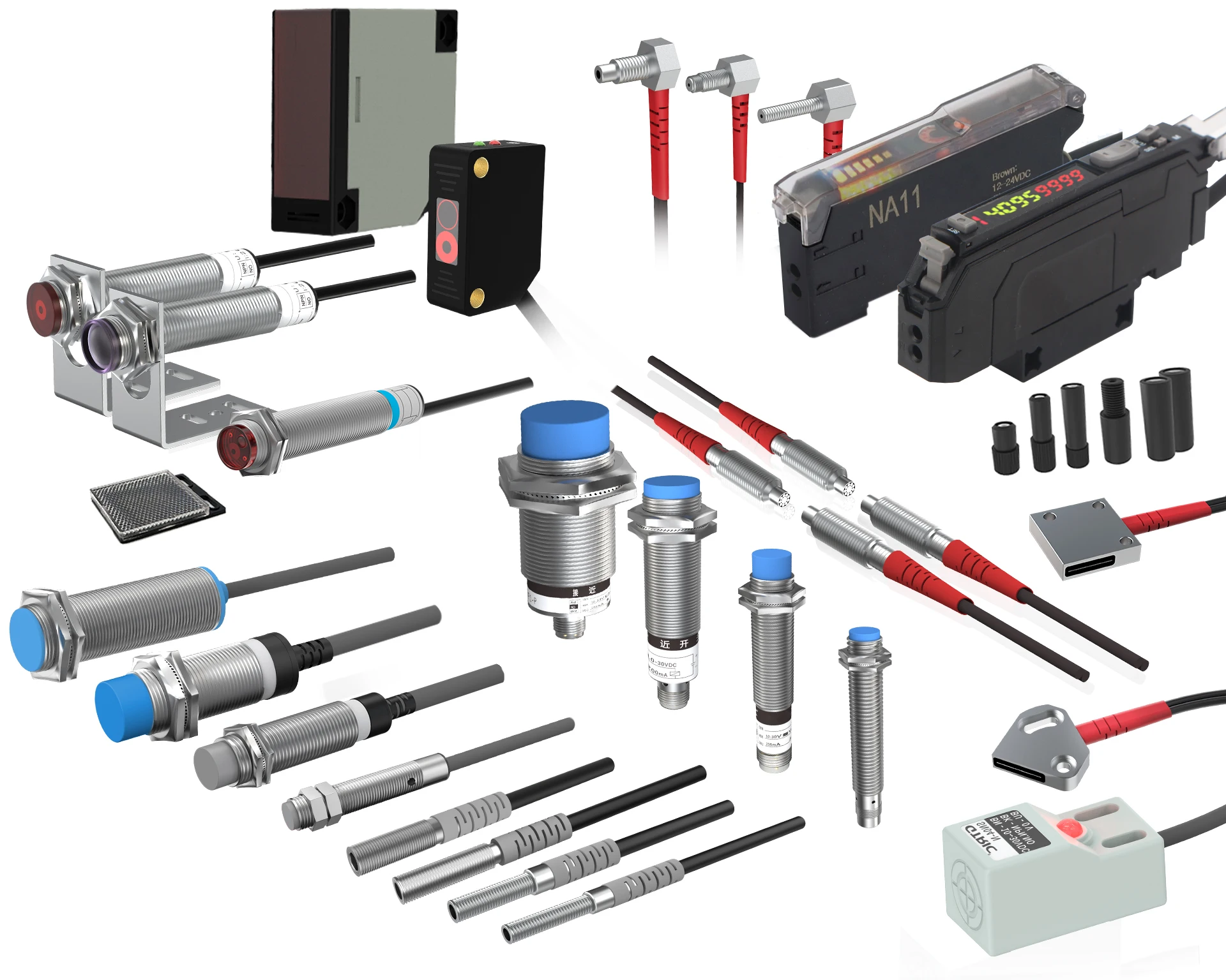 GTRIC-Fiber Opric Amplifier Sensor, Falling Object Detection, Contador de fibra retangular com Fiber Amplifier Sensor, 50*50mm