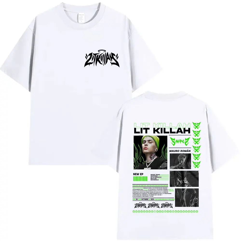 مغني الراب مضاء كيل الله القناص مورو بومان جولة 2025 الجرافيك تي شيرت الرجال القوطية الهيب هوب ريترو القطن قصير الأكمام تي شيرت الشارع الشهير #2