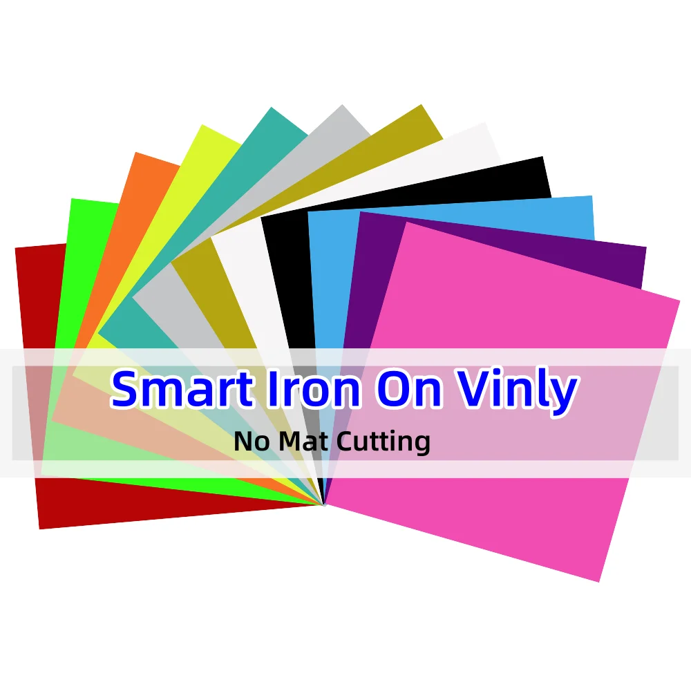 

12PCS Smart Iron On HTV Vinyl For Cricut And Heat Press,Matless Cutting,Heat Transfer Vinyl For for T-shirt Fabric, Pillows
