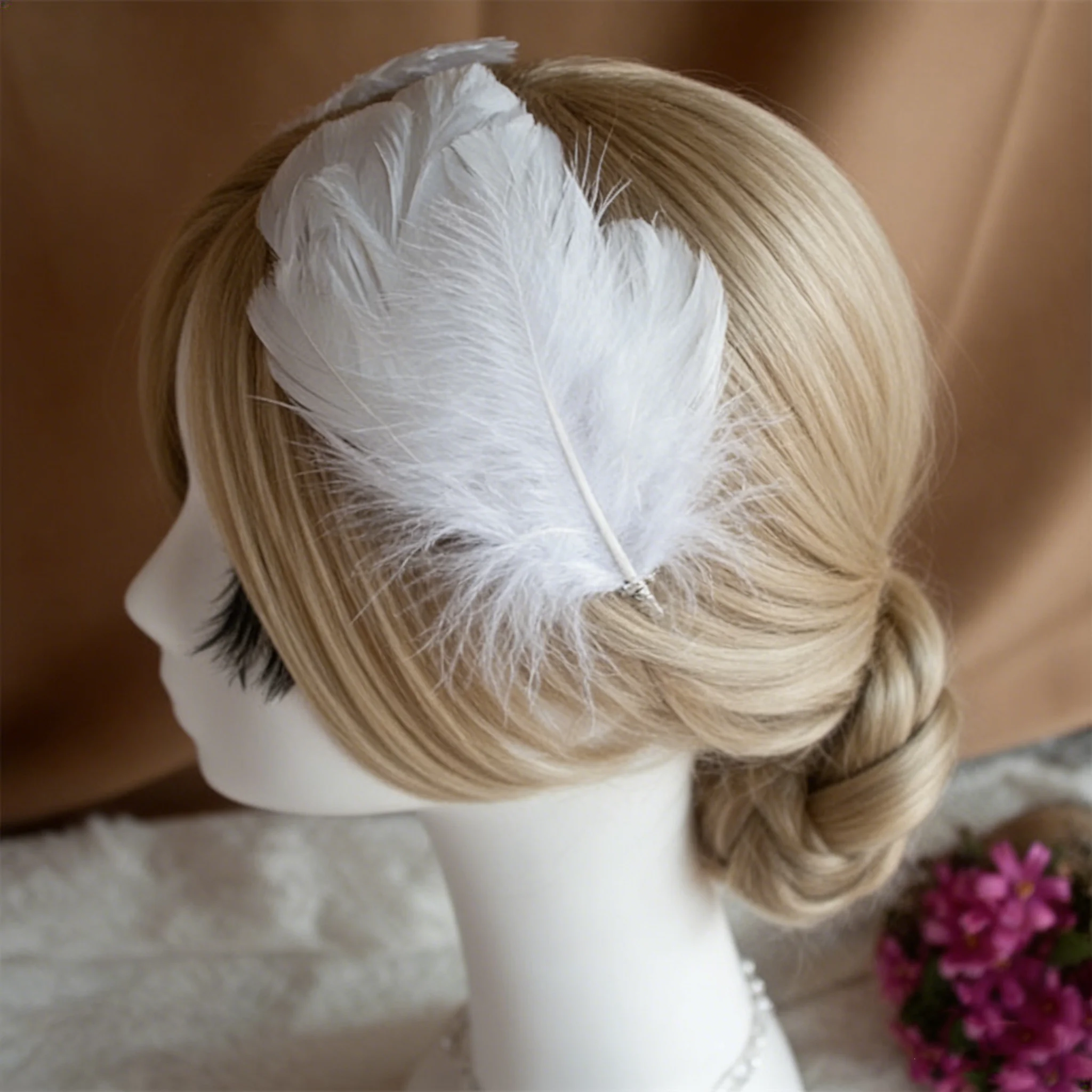 Hand Made Ballet White Feather Headwear Two Pieces,Balet Decorative Bride Wedding Stage Performance Retail Wholesale HDE023