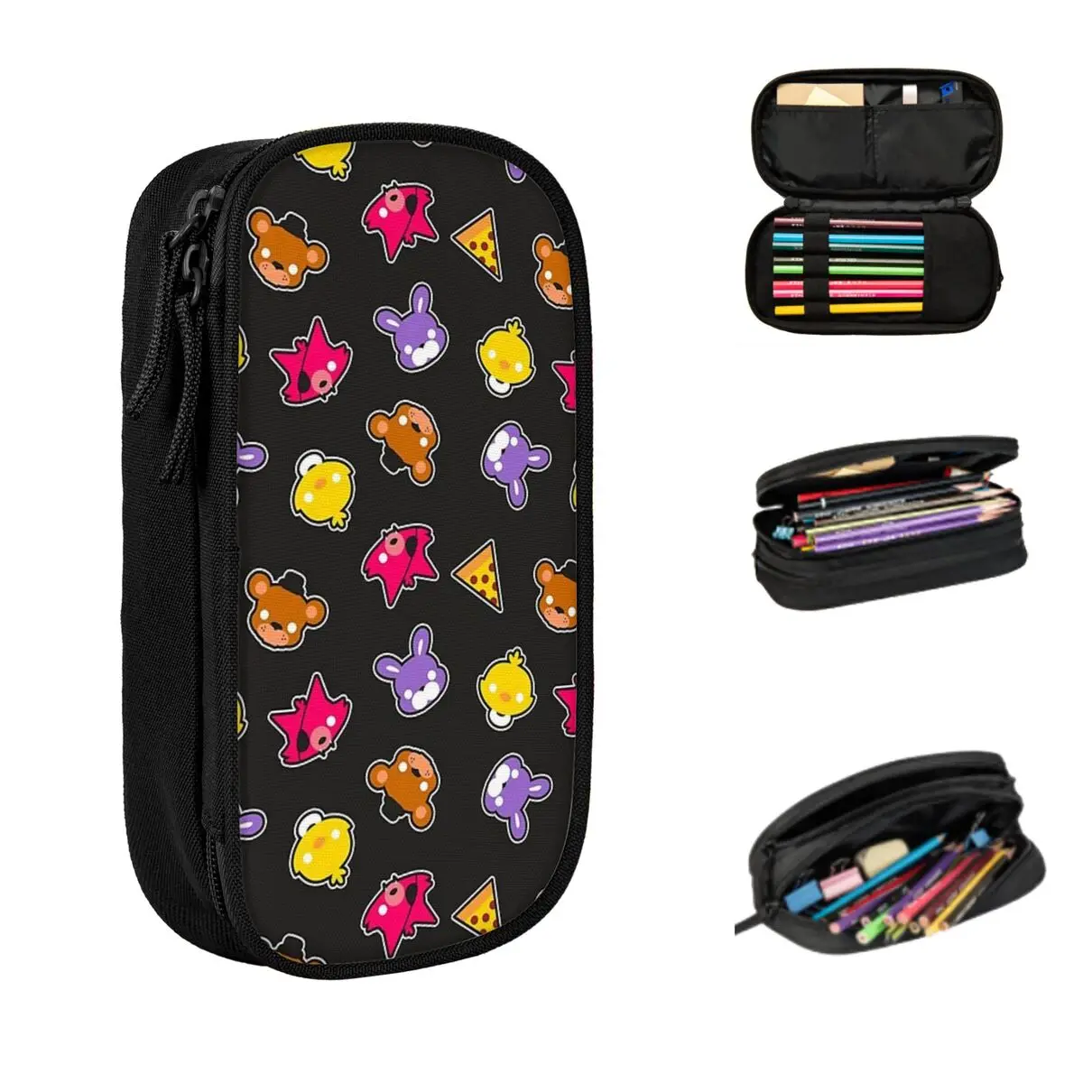 fnaf caras de freddy lapis cases grande armazenamento pen bags pen box lapis pouch para meninos e meninas estudantes papelaria escola e escritorio 01