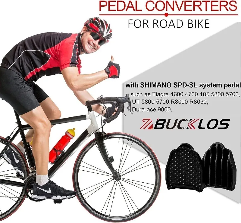 Adaptador de pedais planos para Shimano SPDSL, Placa de sistema de bicicleta, KEO Bike Clipless Pedais, SPD-SL Conversor