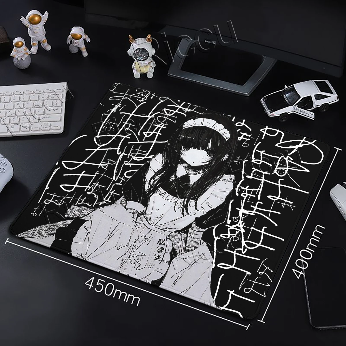 Black White Anime Desk Mat Landmine Subculture Cute Girls Small Mouse Pad Computer Accessories Office Keyboard Non-Slip Mousepad