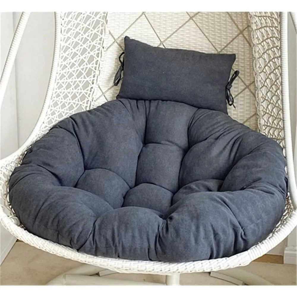 

12cm Thickened Swing Chair Pad – Non-Removable Round Seat Cushion with Pillow, Cotton-Linen Nest Egg Chair Pad for Egg Chair,