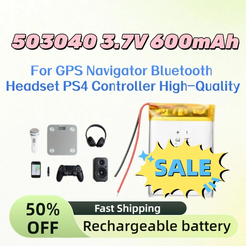 

For GPS Navigator Bluetooth Headset PS4 Controller High-Quality New 2-12PCS 503040 3.7V 600mAh Li-Polymer Rechargeable Battery