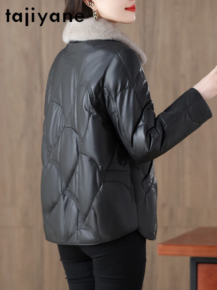 TAJIYANE Vera pelle di pecora Piumino d'anatra Donna di lusso Collo in pelliccia di visone Piumino Giacche in vera pelle 2025 Abbigliamento donna 