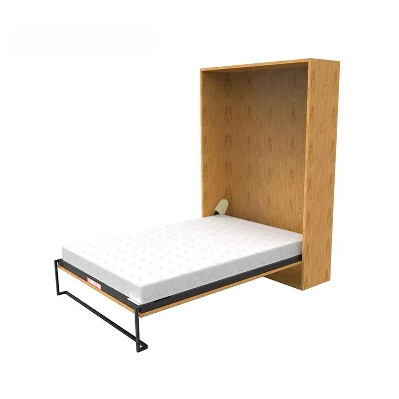 Topcent Space-Saving Vertical Double Wall Bed Folding Murphy Sofa Panel Wood Style Home Furniture Convenient Folding Mechanism