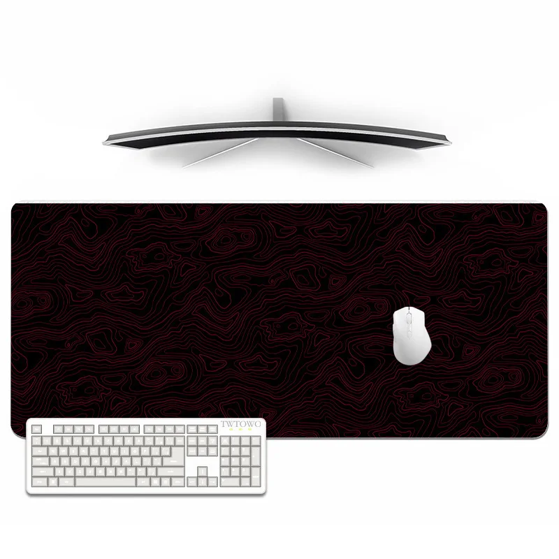 Mouse Pad Gamer Black And Red Contour Aesthetics XL Custom New Mousepad XXL Carpet Non-Slip Office Soft Mouse Mats Table Mat