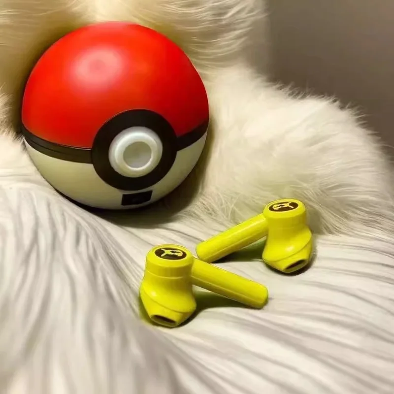 dessin-anime-pokemon-derives-d'animation-pikachu-sans-fil-bluetooth-ecouteurs-suppression-du-bruit-pokeball-tws-casque-de-jeu-cadeaux