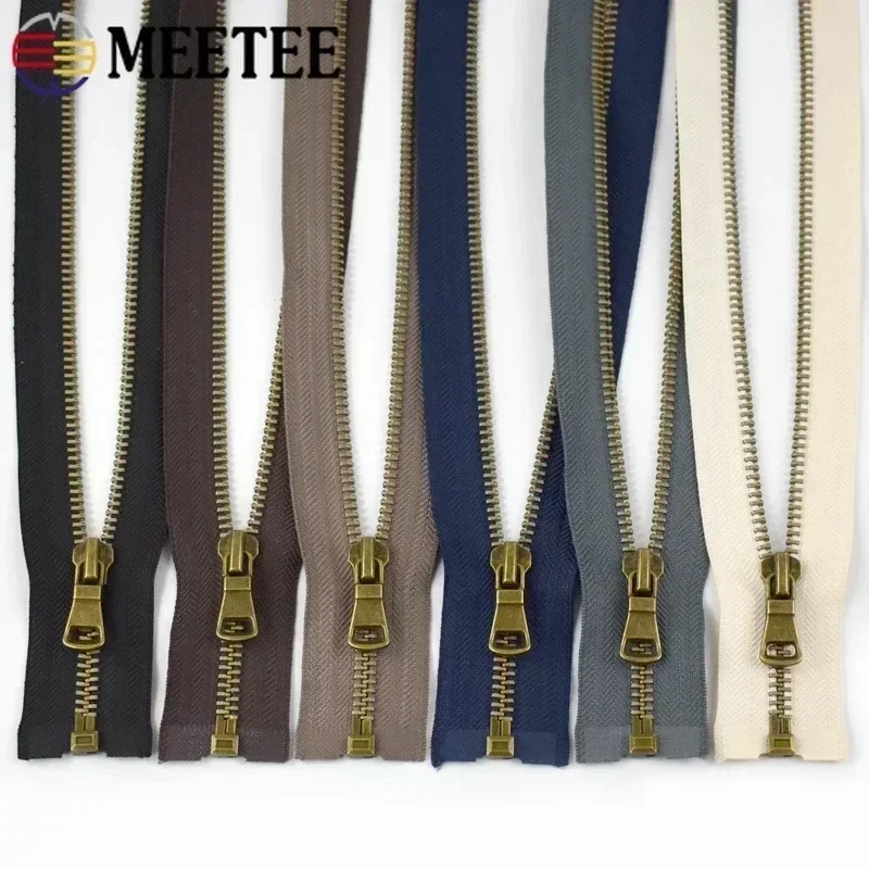 5# Jackets Open-End Zips Bronze Metal Zippers for Sewing 40/50/60/70/80cm Backpack Decoration Zipper DIY Repair Kit Accessories