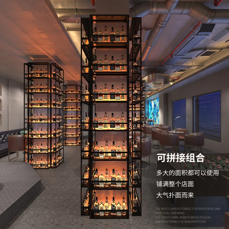 

Room Bar Cabinet Liquor Full Kitchen Open Accessories Metal Storage Iron Drinks Wine Wood Vetrina Esposizione Bar Furniture