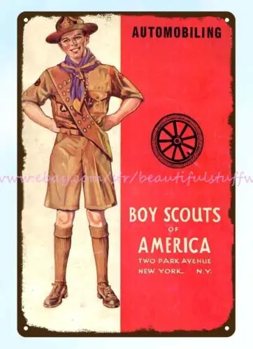 1942 Automobiling Merit Badge Pamphlet Cover Boy Scouts of America metal tin