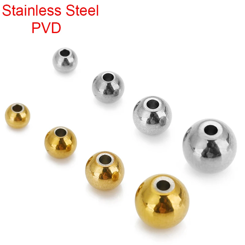 30 50 قطعة PVD لا تتلاشى أبدًا خرز من الفولاذ المقاوم للصدأ 4 مللي متر 5 مللي متر 6 مللي متر 8 مللي متر خزر عازل مستدير لقلادة سوار لوازم صنع المجوهرات #1