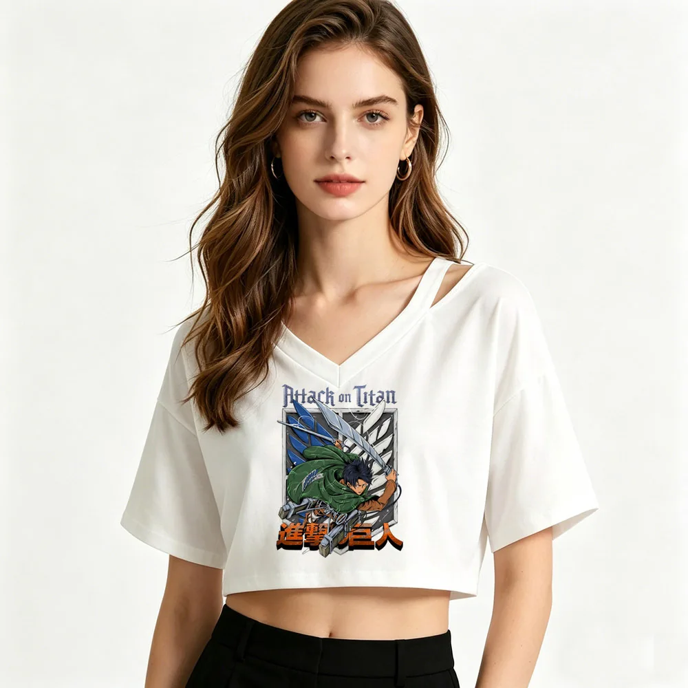 Attack on Titan cropped top female summer japanese y2k grunge cute t-shirt summer japan streetwear dollette scene