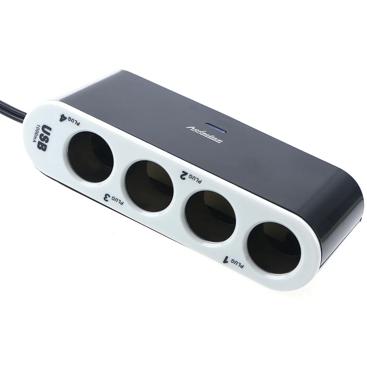 

Car Cigarette Lighter Socket Splitter Adapter USB Port Black Hard Plastic Shell LED Power Indicator Multiple Output