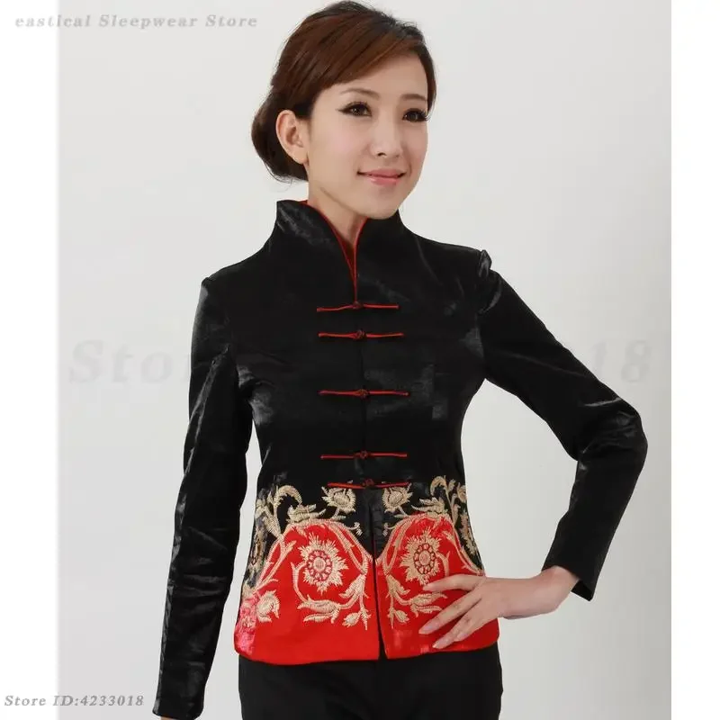 

Одежда Тан с вышивкой и цветком, большой размер 3XL, женский традиционный топ в китайском стиле, новогоднее пальто Ципао Ханфу Чонсам, винтажная куртка