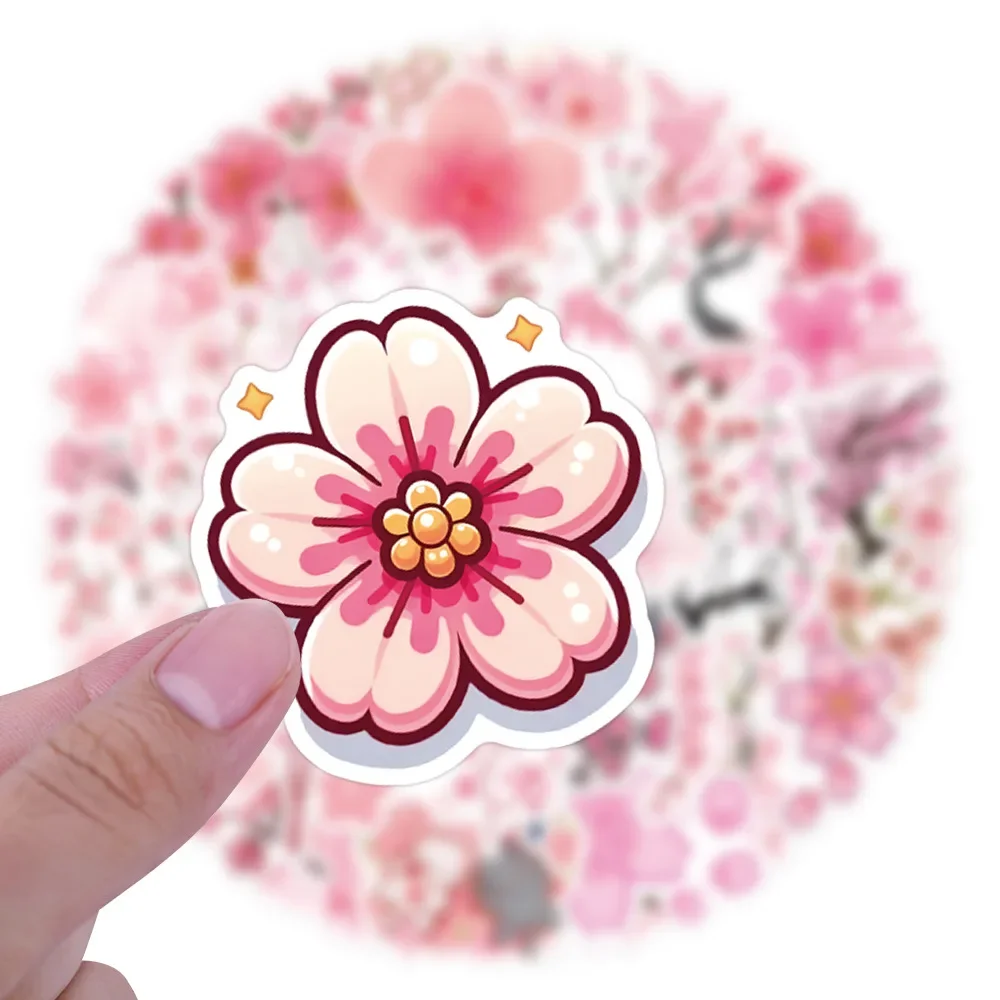 55PCS Pink Cherry Blossom Cartoon Graffiti Sticker Notebook Guitar Fridge Skateboard Waterproof Sticker Classic Kid Toys Gifts