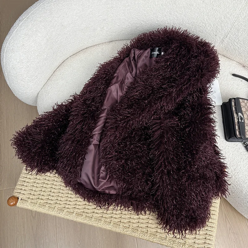 Autumn Winter New Fashion Loose Versatile Long Sleeve Faux Fur Coat for Women Hooded Solid Color Jacket Female Fur Jacket Coats