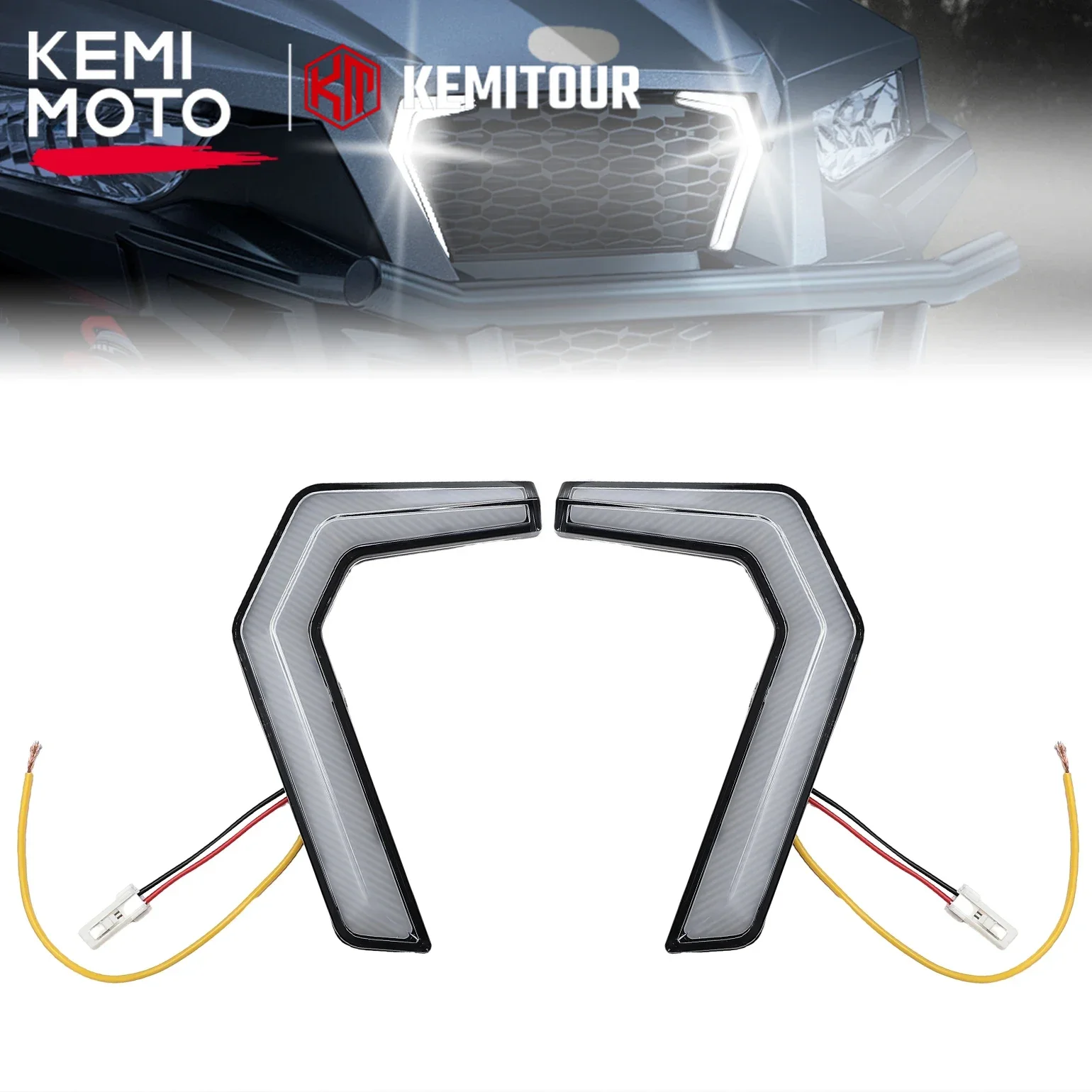 KEMIMOTO UTV LED Turn Signal Fang Lights Assembly Compatible with Polaris General 1000 /4 1000 / XP / XP 4 1000 2016-2023 2024