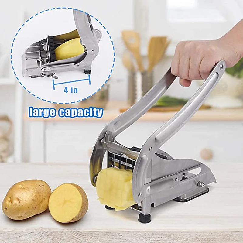 Customizable Stainless Steel Two Blade French Fries Cutter, Household  Potato Slicer Cucumber Slicer Radish Slicer