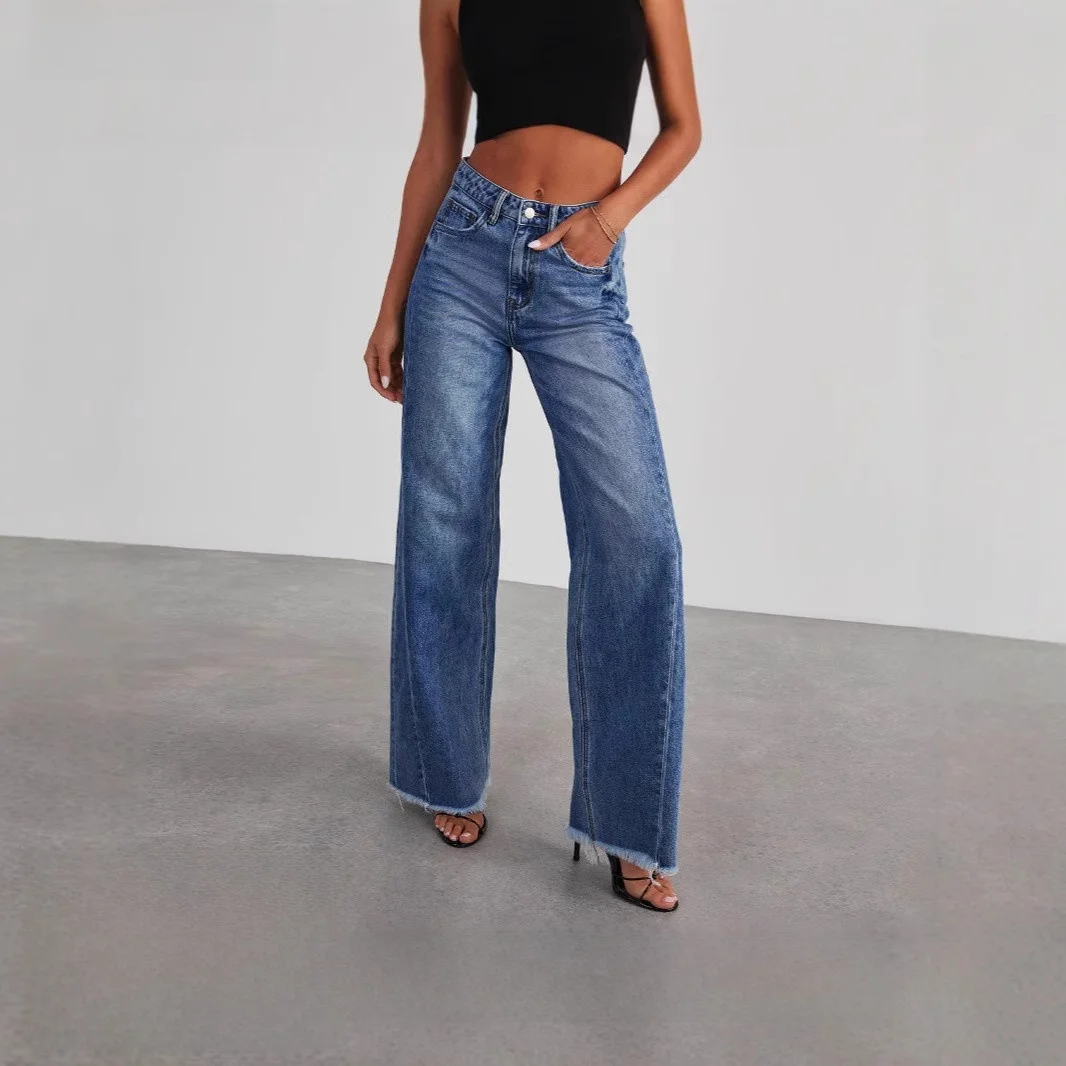 

High Waist Slimming Straight Leg Jeans Wide Leg Pants Tummy Control Bootcut Denim Spring Faion Women's Premium Clothing