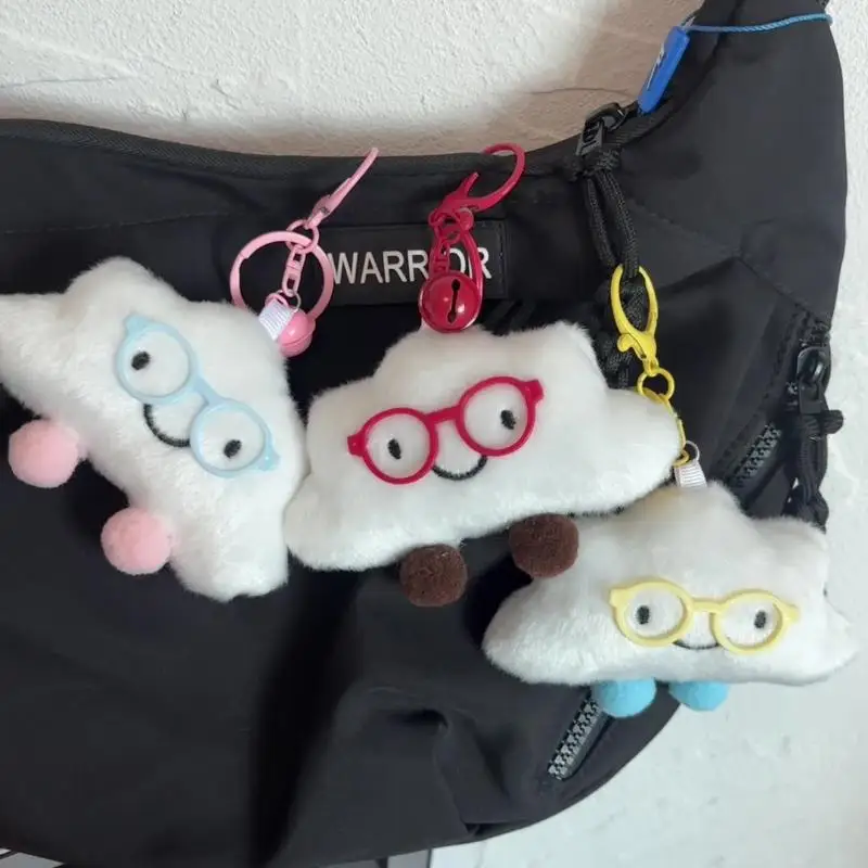 Nette Cartoon Plüsch Gläser Wolken Schlüsselbund Tasche Hängende Dekoration Auto Schlüsselring Rucksack Flauschigen Anhänger Ornamente Paar Geschenke