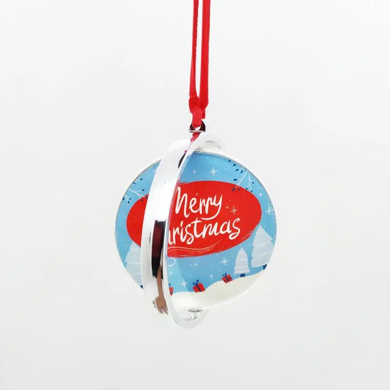 10pcs Blank Round Sublimation Acrylic Oranment Heat Transfer DIY Photo Pendant With Red Lanyard For Christmas Gift