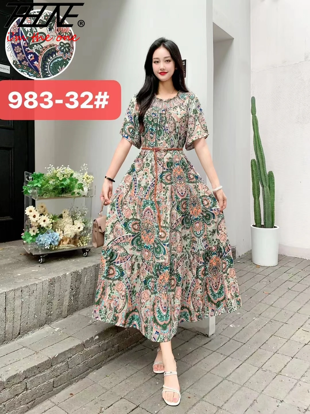 Robe longue bohème à imprimé floral pour femmes, robe éducative, vêtements décontractés indiens et coréens, robe de vacances vintage, été