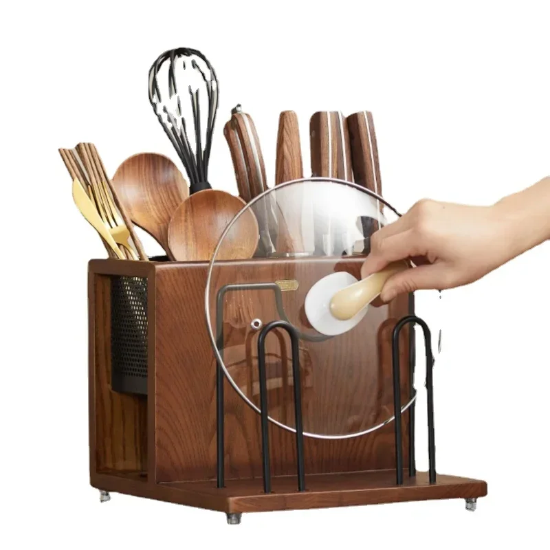 

Качественная сушилка для посуды из цельного дерева, многофункциональная подставка для ножей, классификация сетки, полки для хранения, легко брать кухонную полку