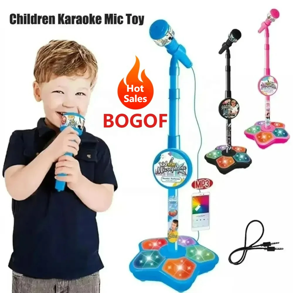 ميكروفون للأطفال مع حامل ومكبر صوت: آلة كاريوكي، لعبة موسيقية، هدية عيد الميلاد للأولاد والبنات #1