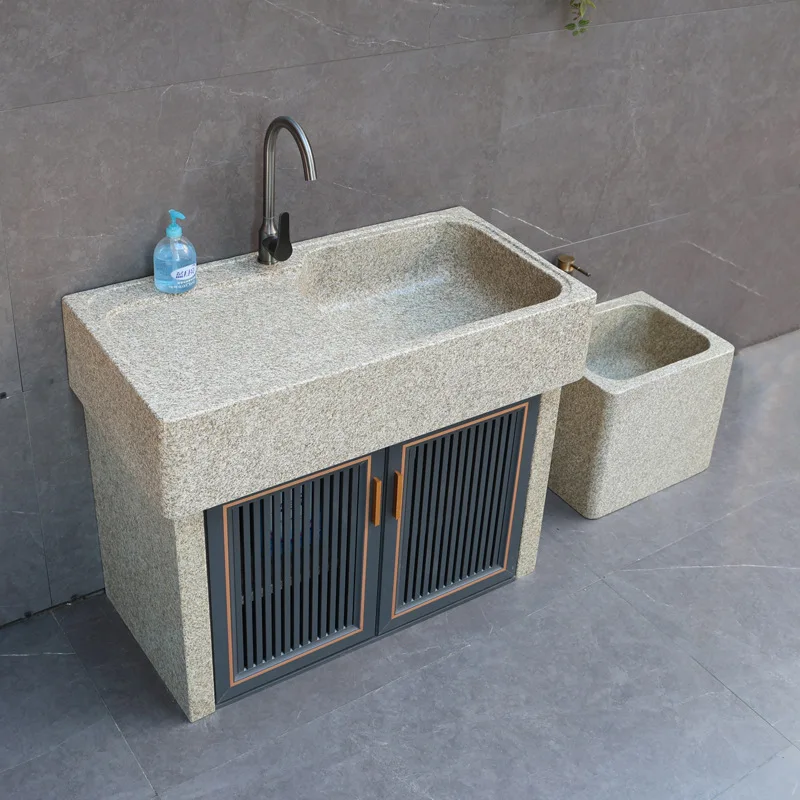 Outdoor wash basin Outdoor marble laundry pool Integrated cabinet Garden wash basin Stone vegetable sink